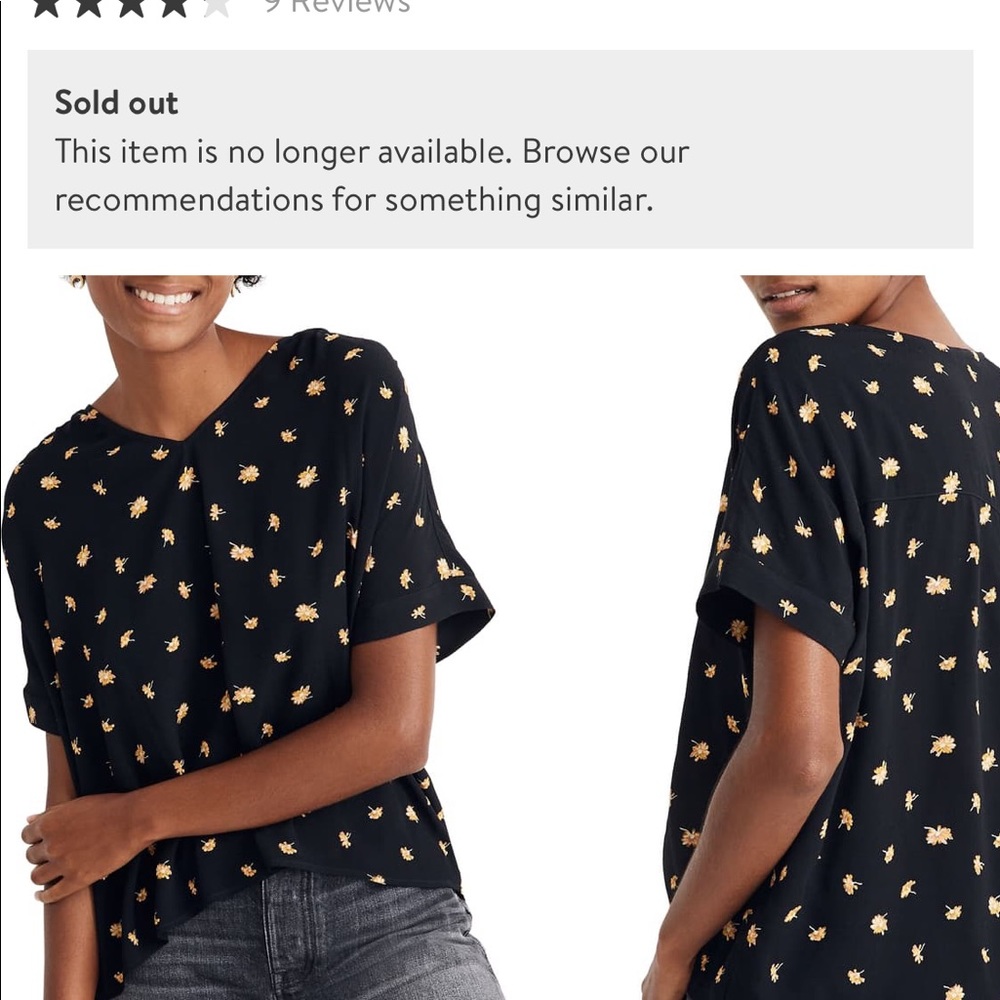 Madewell French daisy v neck with button back